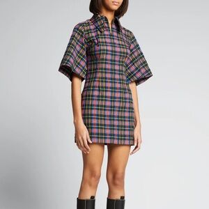 Ganni Multicolor Plaid Mini Dress
